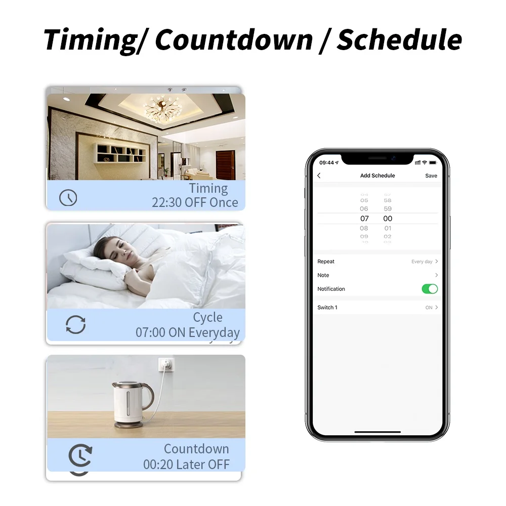 Tuya WiFi Smart Switch Set WiFi Wireless Remote Controller Timer No Battery Wall Panels Light Switch Work with Alexa WiFi Switch