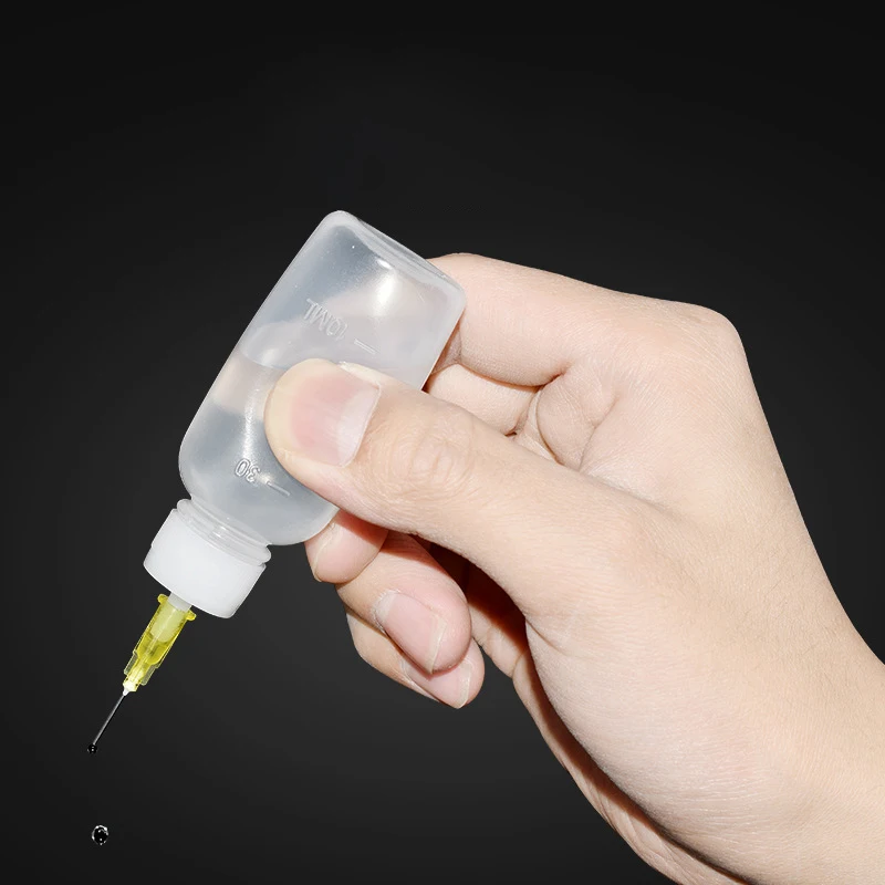 5pcs 30/50/100ml Transparent Empty Plastic Needle Dispensing Bottle For Rosin Solder Flux Paste With 5 Needles Tools Accessories