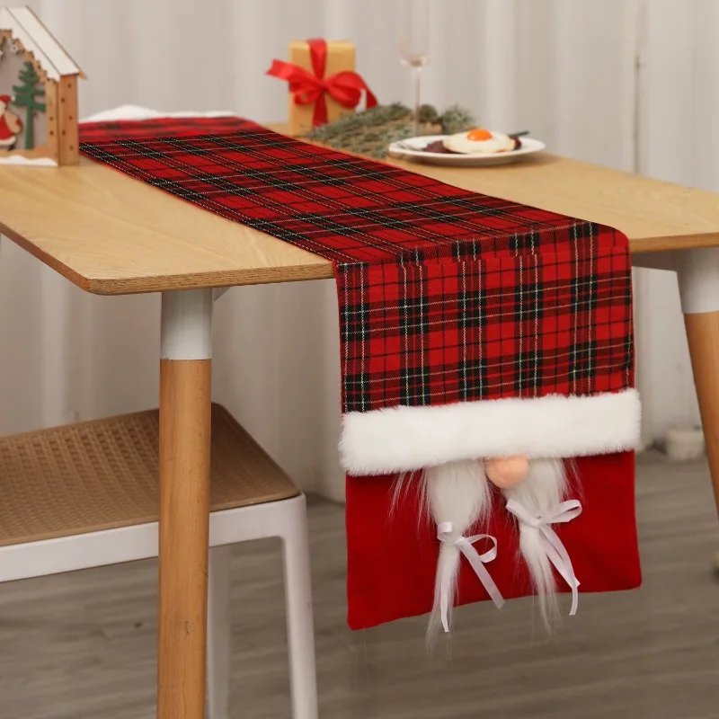 New Christmas Red Table Runner Christmas Decoration Scene Setup Prop Holiday Decorative Item Table Cloth Table Decoration