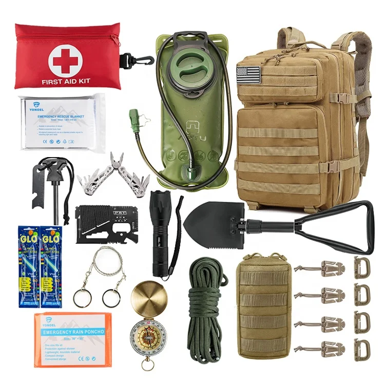 Outdoor Camping Survival Backpack Large Outdoor Adventure Emergency Survival First Aid Bag Complete Kit for Hiking