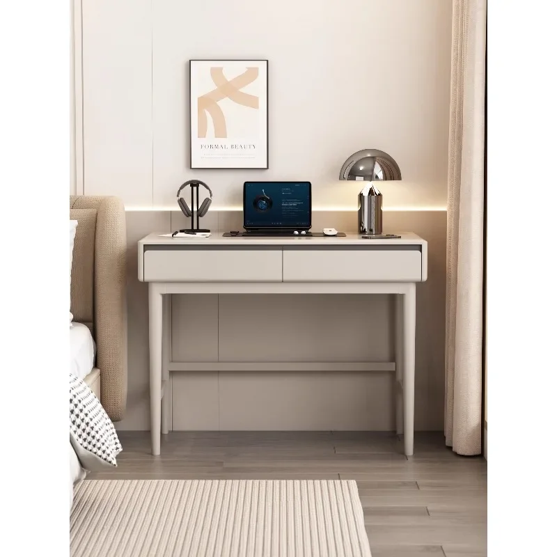 Bedroom solid wood desk, modern simple table next to the bed in a small household