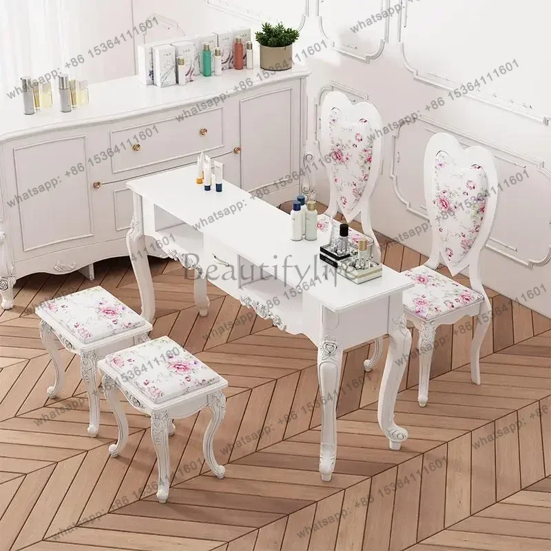 LJY Manicurist Nail Table With Suction Nail Salon Furniture Beauty Salon Furniture Tables With 4 Chairs Professional Manicure Ta