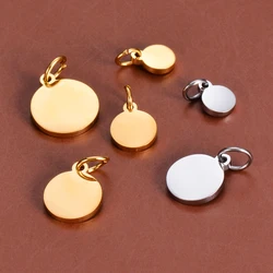 5Pcs Wholesale Stainless Steel Round Blank Dog ID Tag Pendant DIY Necklace Key Chain for Man Making Jewelry Accessories