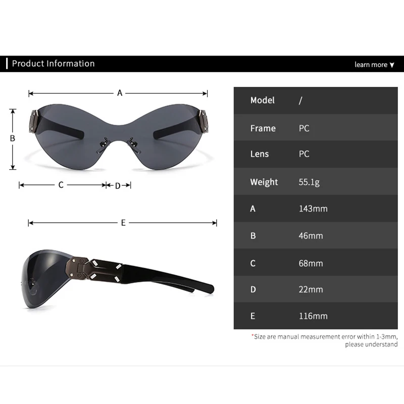 Y2K One Piece Rimless Metal Sunglasses Women For Men Luxury Brand Designer Vintage Sun Glasses Popular Punk Outdoor Sport Goggle image 5