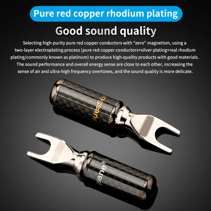 Xangsane XS-A017 4pcs pure copper gold-plated rhodium plated hifi Y plug U-shaped red copper terminal amplifier speaker plug