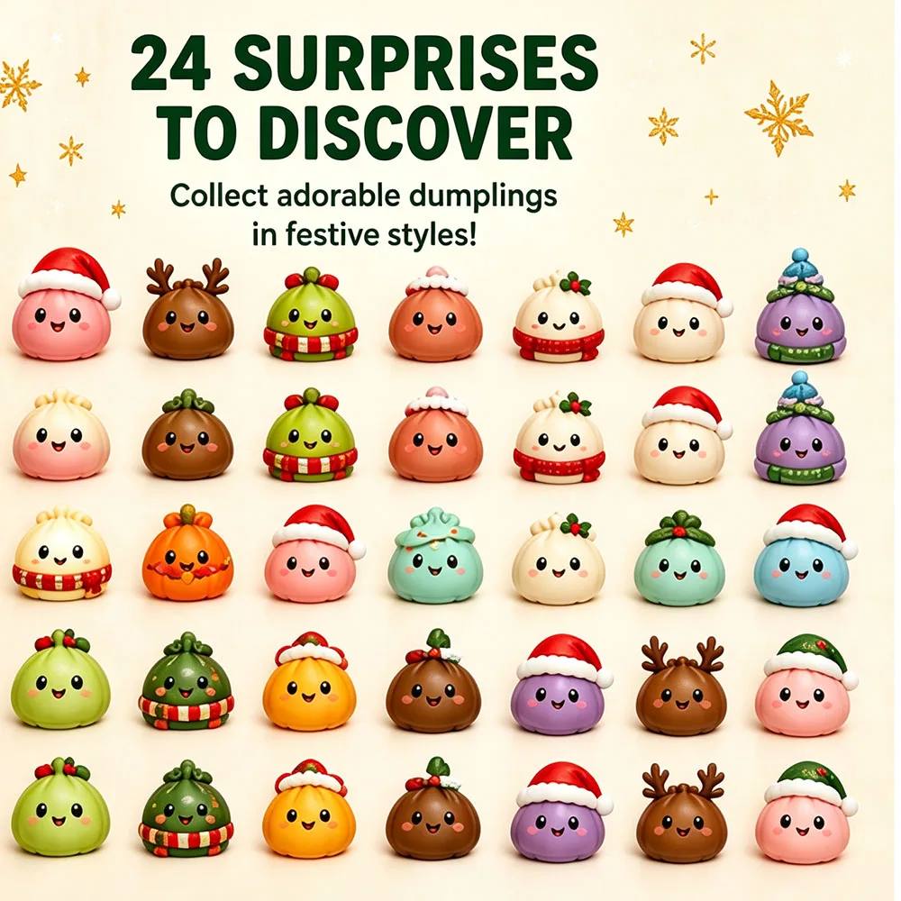 24PCS Squishy Dumpling Mystery Advent Countdown Calendar, Stress Relief Sensory Fidget Toy