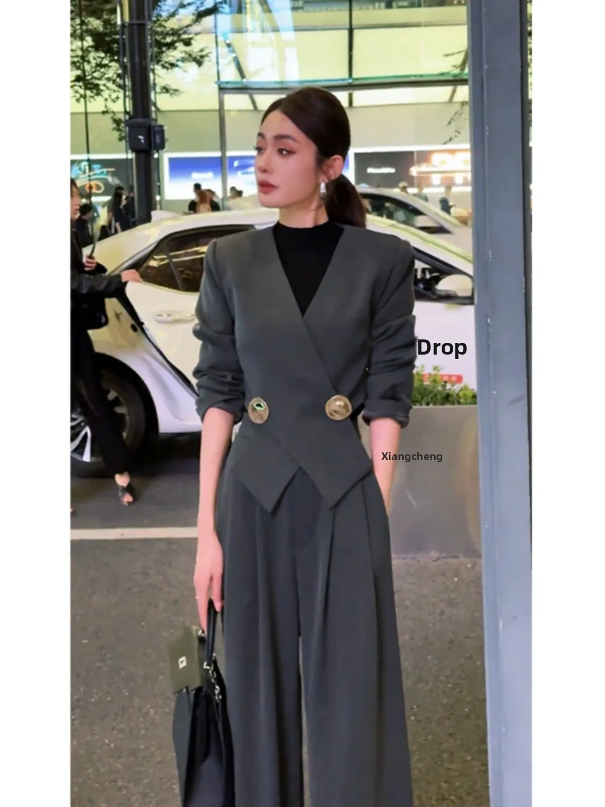 

Fashionable Women's Suit Set Waist-Cinching High-Waisted Wide-Leg Pants Two-Piece Set Elegant Autumn 2025 New Arrival