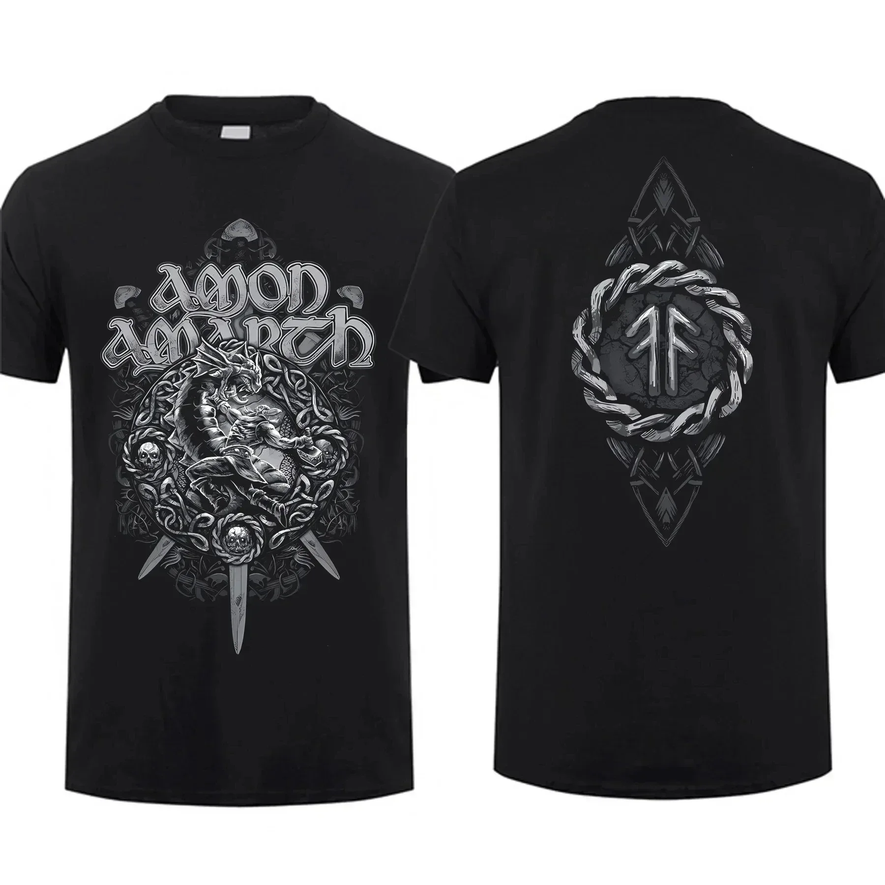 Fashion Tee Men T Shirt Double-sided Amon Shieldwall Black By Amarth Oversized T-shirt Graphic Youth Cloth Streetwear S-4XL