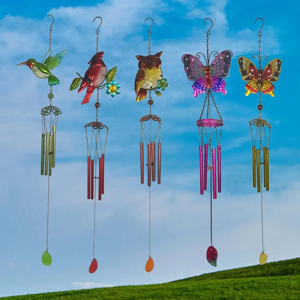 

Aluminum Tube Pendant Iron Animal Wind Chimes Aluminum Tube Wind Chimes Garden Accessories Glass Painted Pendants