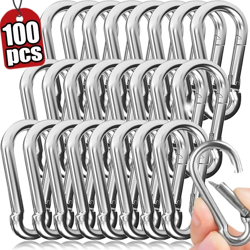 1-100pcs Mini Carabiner Keychain Alluminum Alloy D-ring Buckle Spring Carabiner Snap Hook Clip Keychains Outdoor Camping Tools
