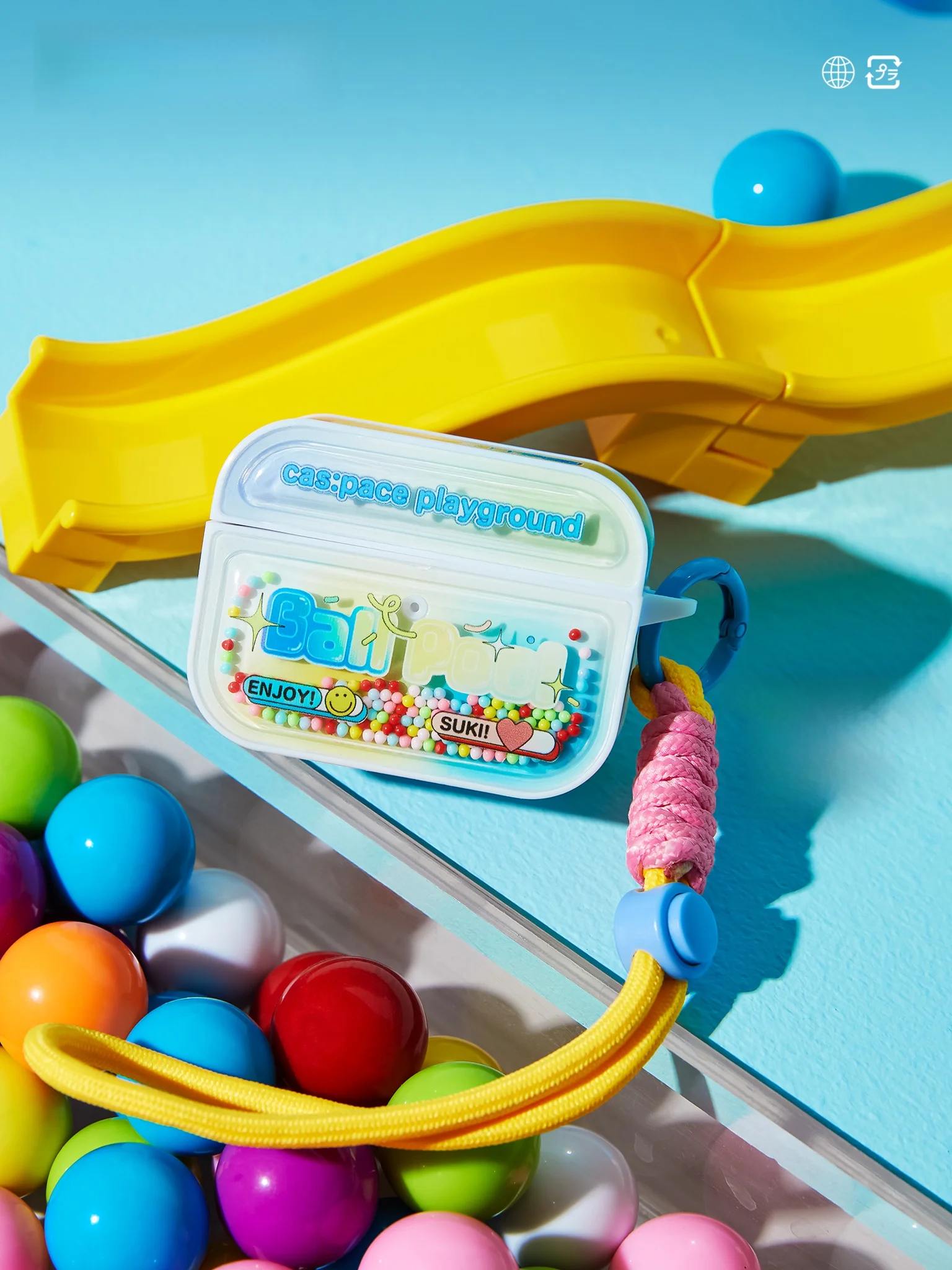 

Original ell Space Ballpool Ocean Ball Sand Wirel Bluetooth Earphone Protective Case with Lanyard Cool Trendy S...