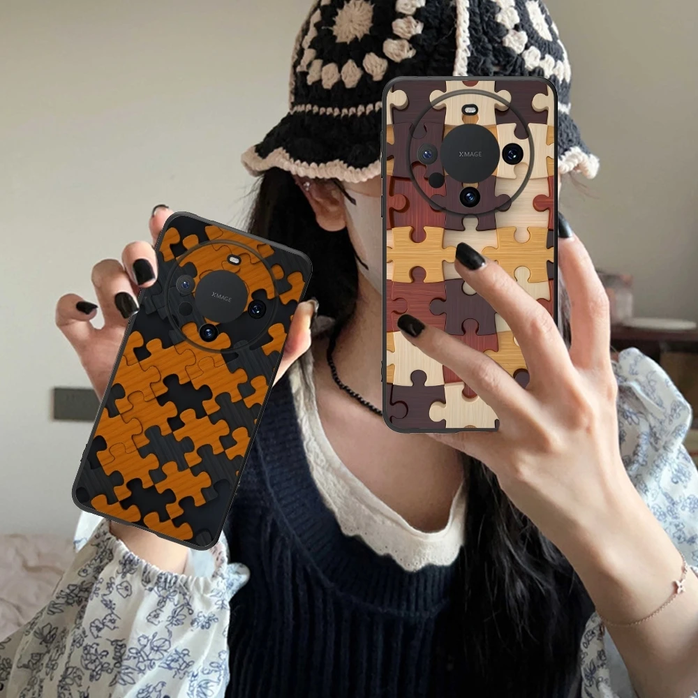 Puzzle Pretty Fashion Mobile Cell Phone Case for Huawei Mate 60 50 40 30 20 10 Pro Plus Lite E 5G Black Soft Phone Cover Shell