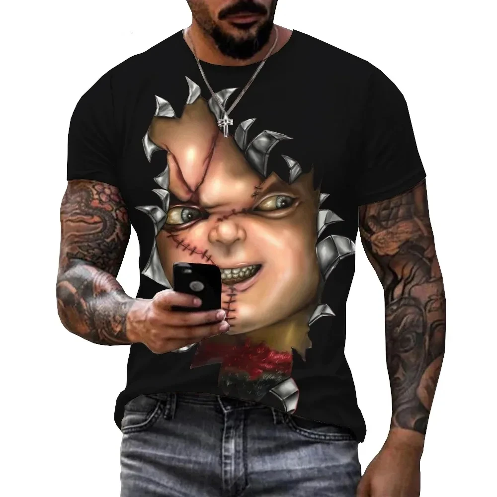 New Horror Movie Summer Bride of Chucky 3D Printed Fashion Short Sleeve T-shirt Casual Round Neck T Shirt Men Women Harajuku Top