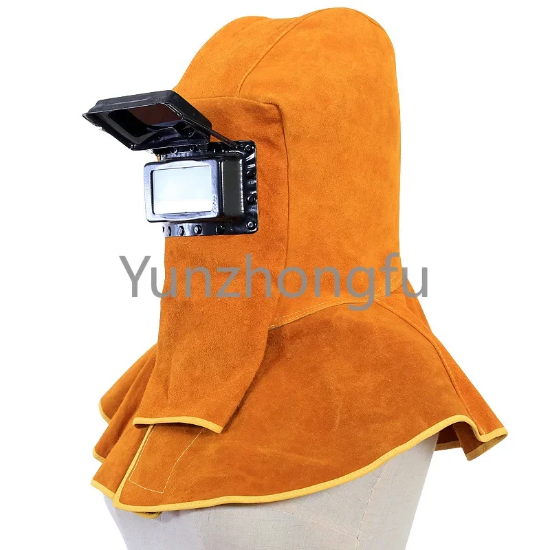 Hood Grinding -15-65 Arc Tig Cowhide Welder Mask Welding Helmet Eyes Protection Sparkproof Head-Mounted Leather