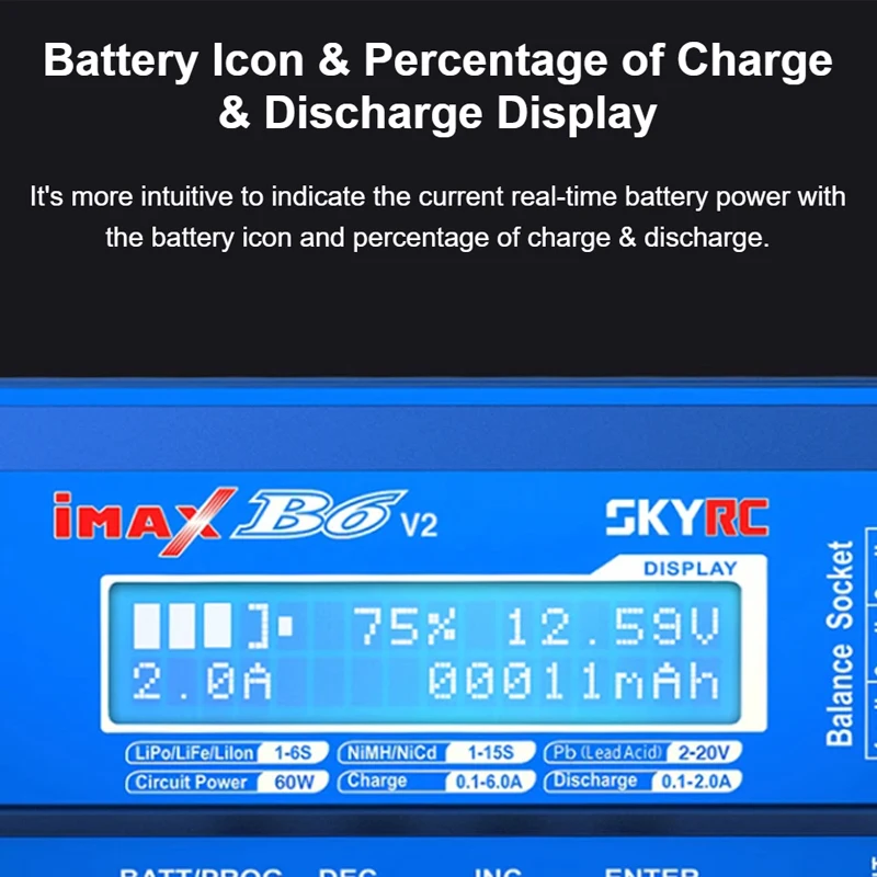 SKYRC IMAX B6 V2 Balance Charger LiPo Battery Charger Discharger 6A 60W For RC FPV DJI Mavic TB4X NiMH NiCD LiHV NiCd PB Li-ion