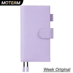 Capa de semanas original de couro de seixos Moterm para Hobonichi e Skinny Mini Happy Planner com bolso traseiro e fechos duplos Diário