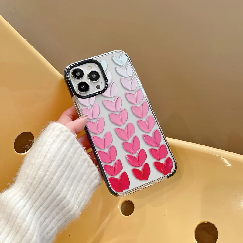 Ölgemälde Graffiti Herz Fall für iPhone 16 15 14 13 12 11 pro x xs xr max 7 8 plus se 20 2022 weiche TPU stoß feste Rückseite