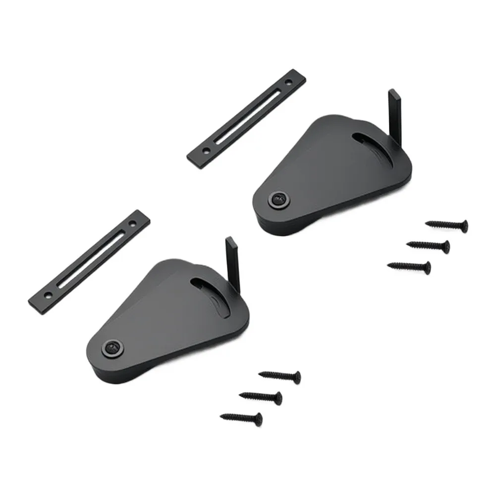 Barn Door Lock Carbon Steel Sliding Barn Door Latch Hook for Wooden Interior Doors 56x40mm Black Silver Finish