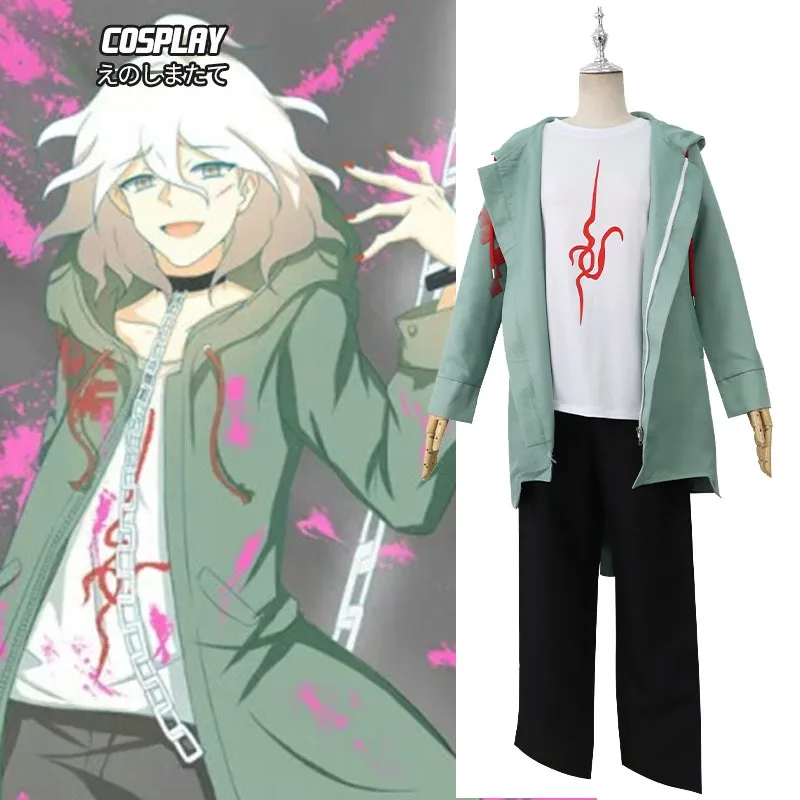Hot Anime Game Danganronpa 2 Nagito Komaeda Cosplay Costumes Set Casual Jacket Hoodie Halloween Carnival Party Suit