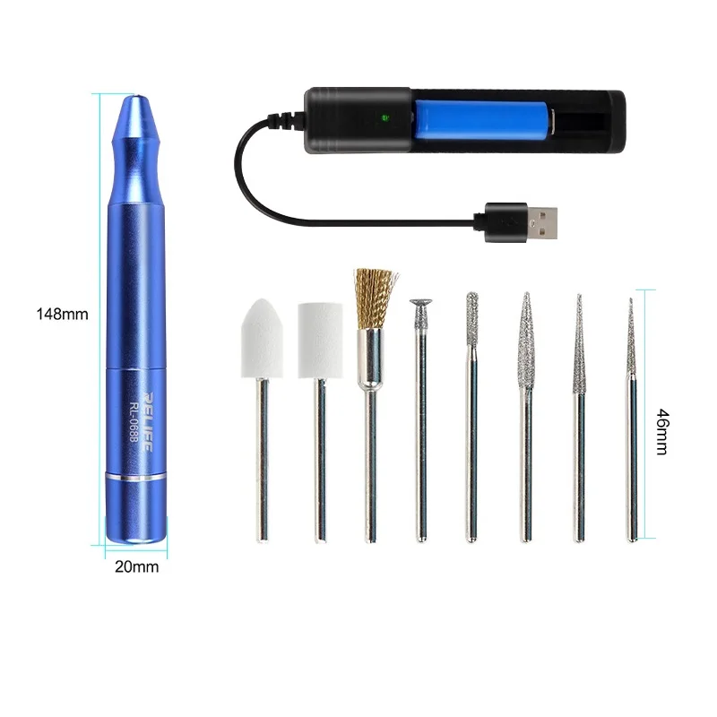 RELIFE RL068B 066 066A 068 Mini Smart Rechargeable Grinder USB Charge Motherboard Carving Cutting Multi Drills Phone Repair Tool