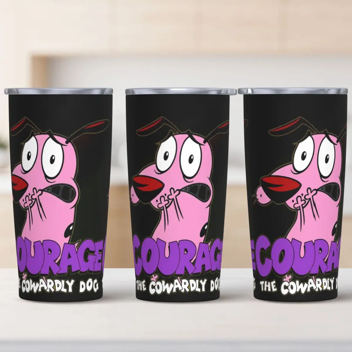 Cowardly Dog C-Courage Tumbler Hot Drinks Water Bottle Portable Stainless Steel Thermal Mug Custom Travelist Mugs Cup