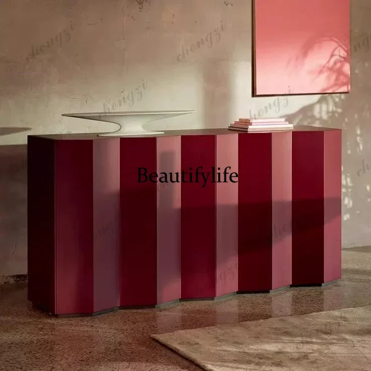 D136 Italian minimalist matte paint porch cabinet against the wall designer decorative cabinet dining side TV cabinet creative