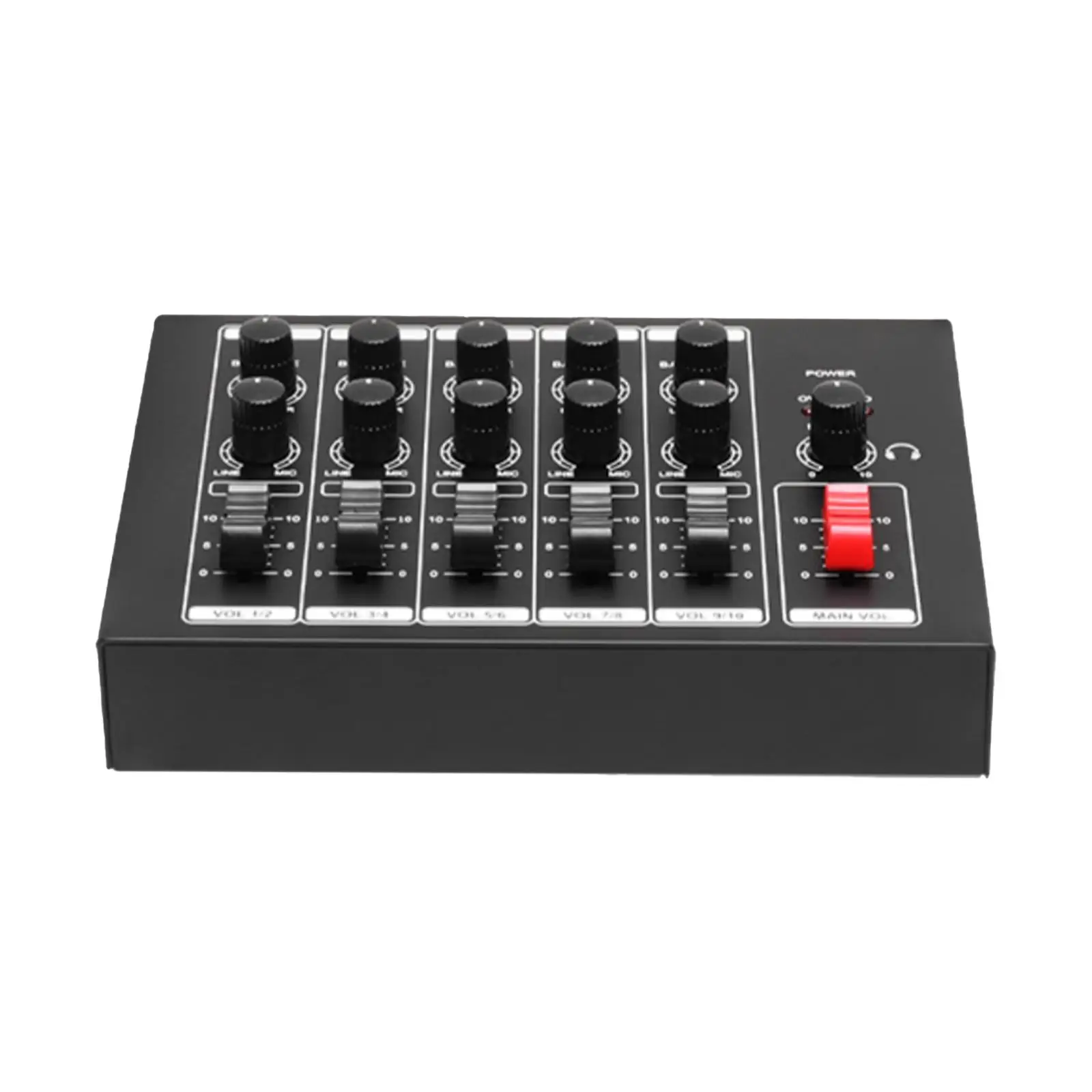 Mixer Audio DC 9V 5 in 1 Out kualitas suara tinggi Mixer Stereo Digital Noise rendah Mixer untuk gitar Keyboard mikrofon pesta KTV