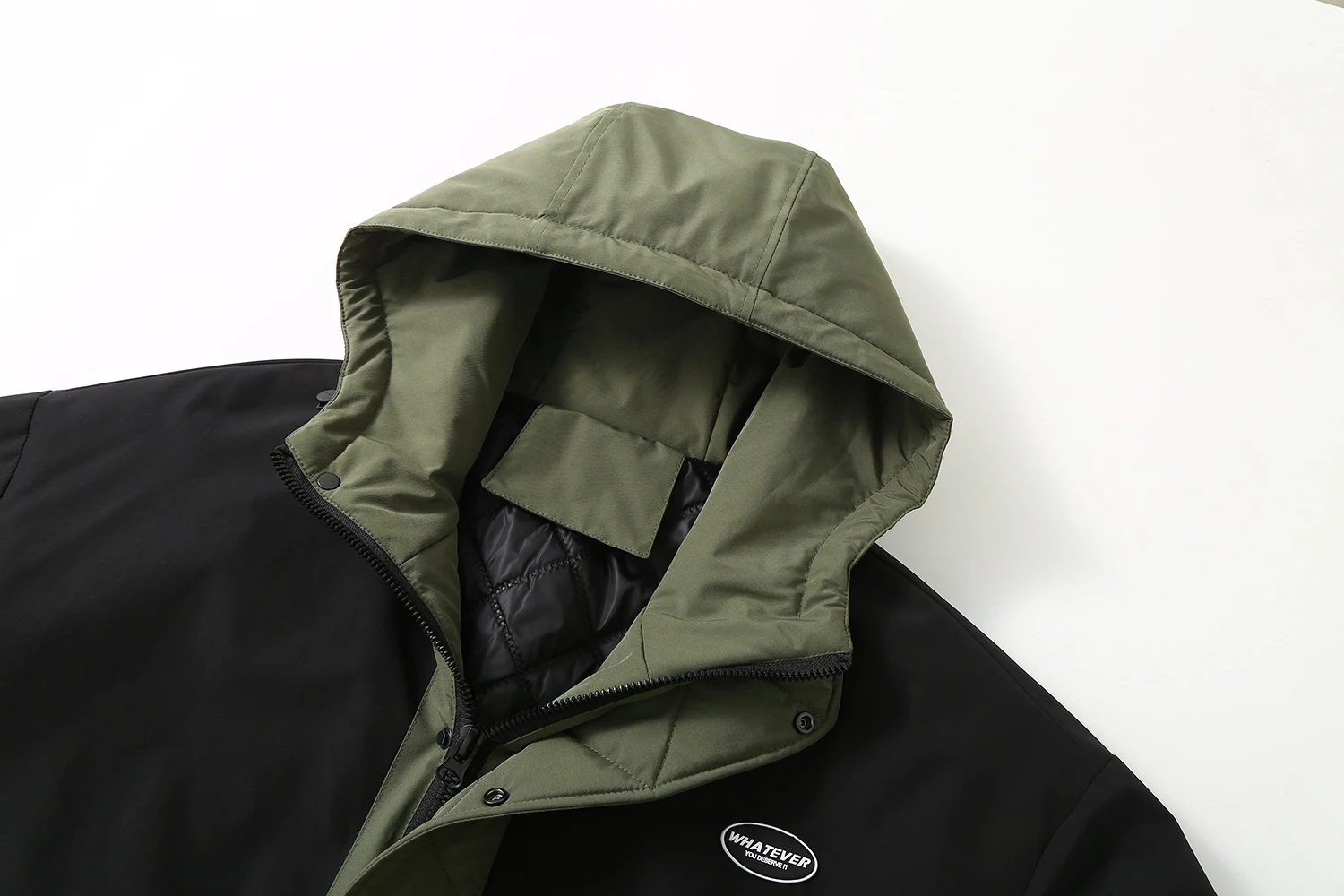 plus size autumn and winter new men's fat large size thickened standing collar hooded padded jacket