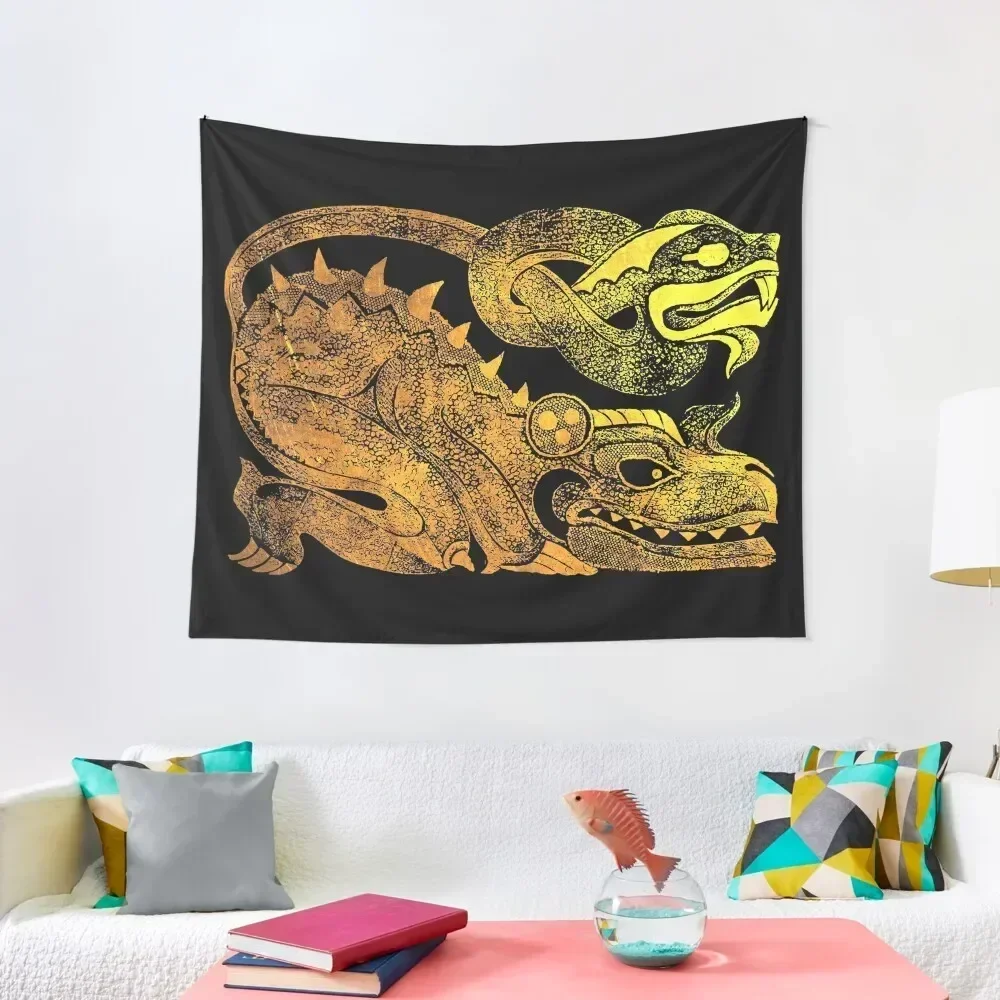

Golden two-headed dragon Tapestry Decor Home Room Decorating Aesthetic Aesthetic Room Decor Home Decoration Accessories Tapestry