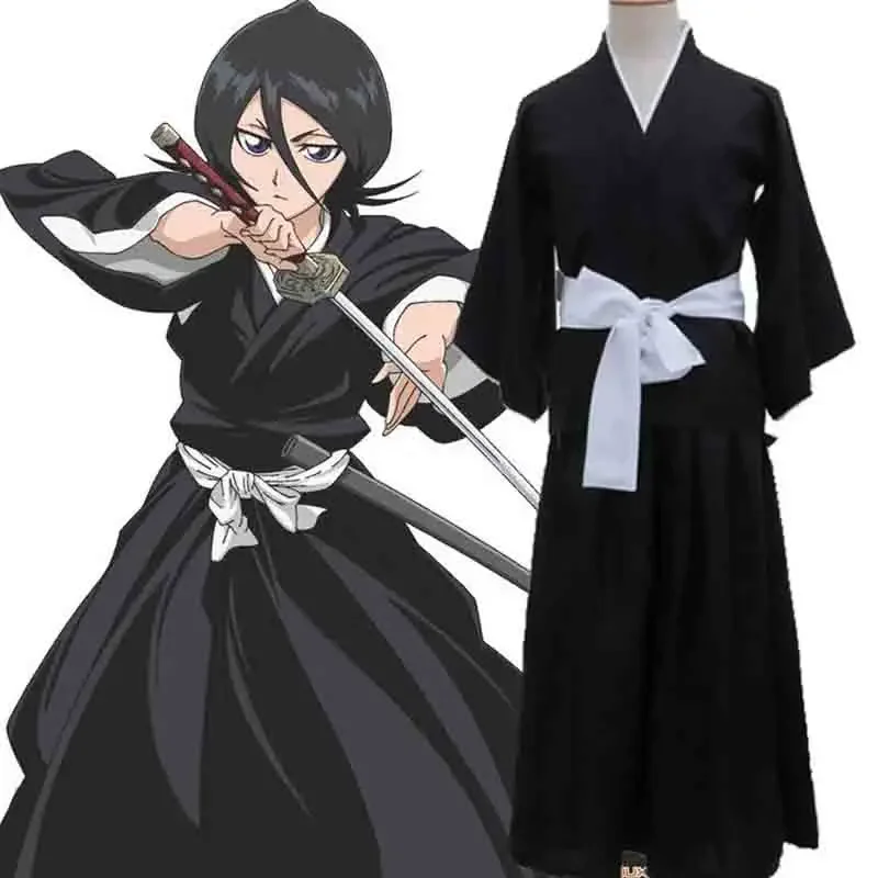 Disfraces de Cosplay de Bleach: Kuchiki Rukia, Kurosaki Ichigo, Die Pa Soul Society, Shinigami Kimono, Conjunto Completo, Guerra de Sangre de los Mil Años