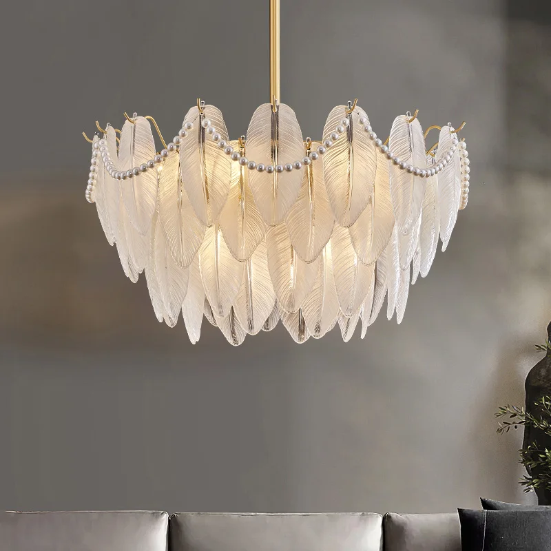 

Medieval feather all copper chandelier living room master bedroom lamp
