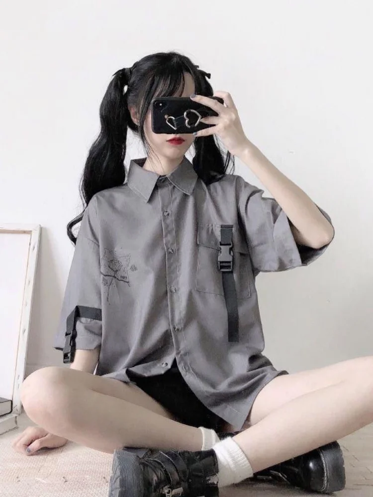 Women Summer Casual Loose Short Sleeve Pocket T Shirt + Shorts Y2k Harajuku Two Pieces Sets Chic Streetwear Outfits