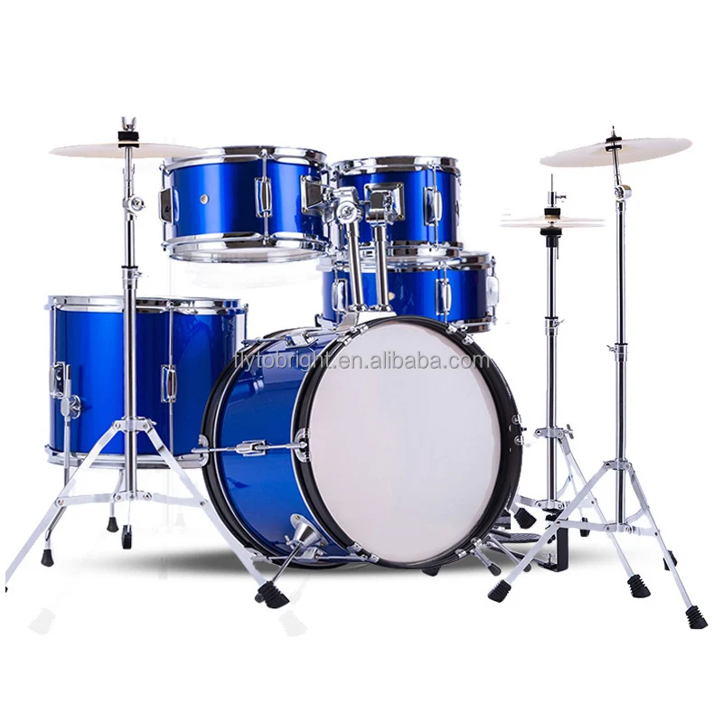Acoustic Double Layer Birch Wood 5-Piece Drum Set with 3 Cymbals Full Sizes Professional Beginner Kit