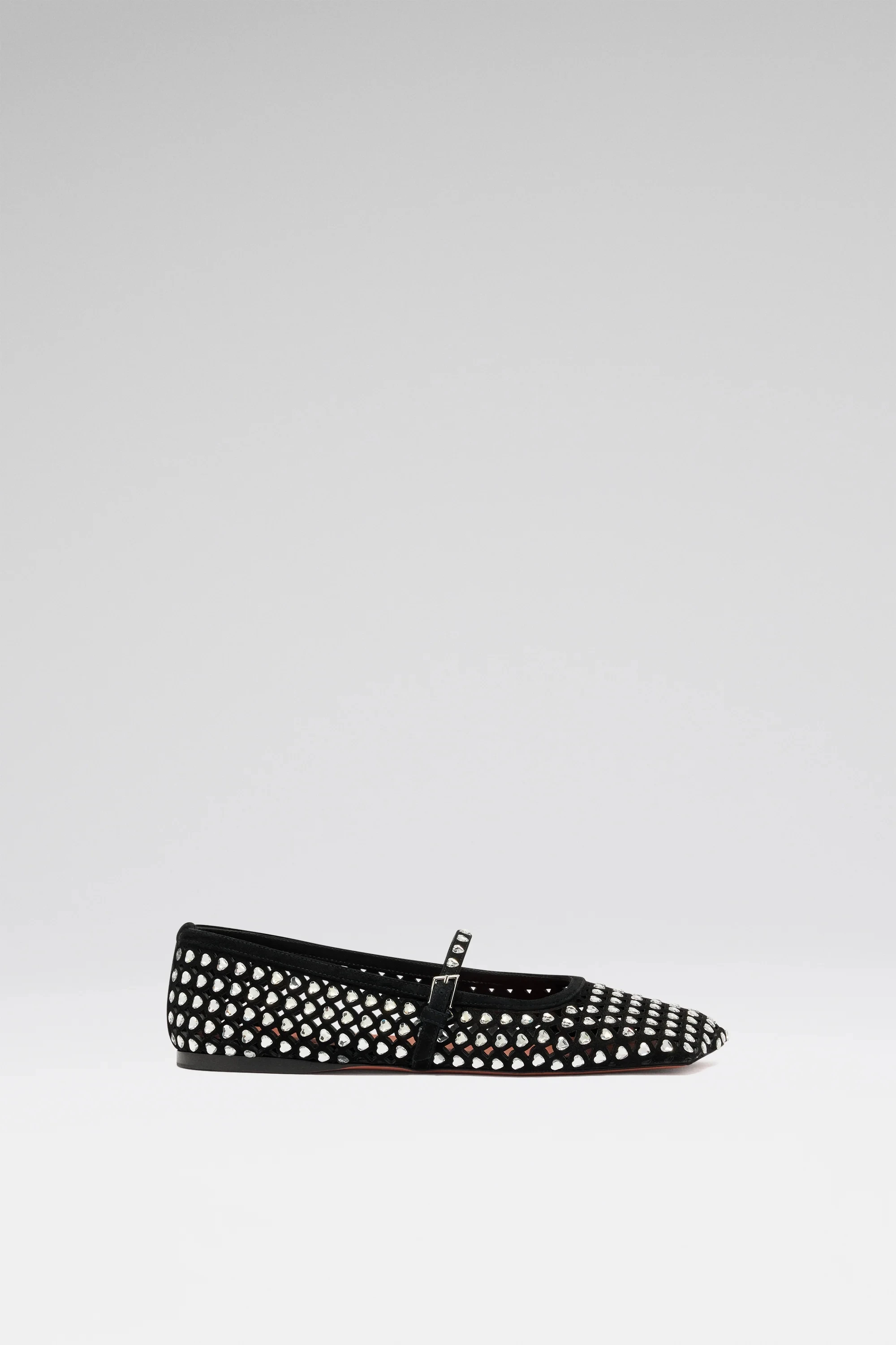 

Women's Shoes Ane Crystal Heart Flat Black Suede And White Crystal Ballet Flat