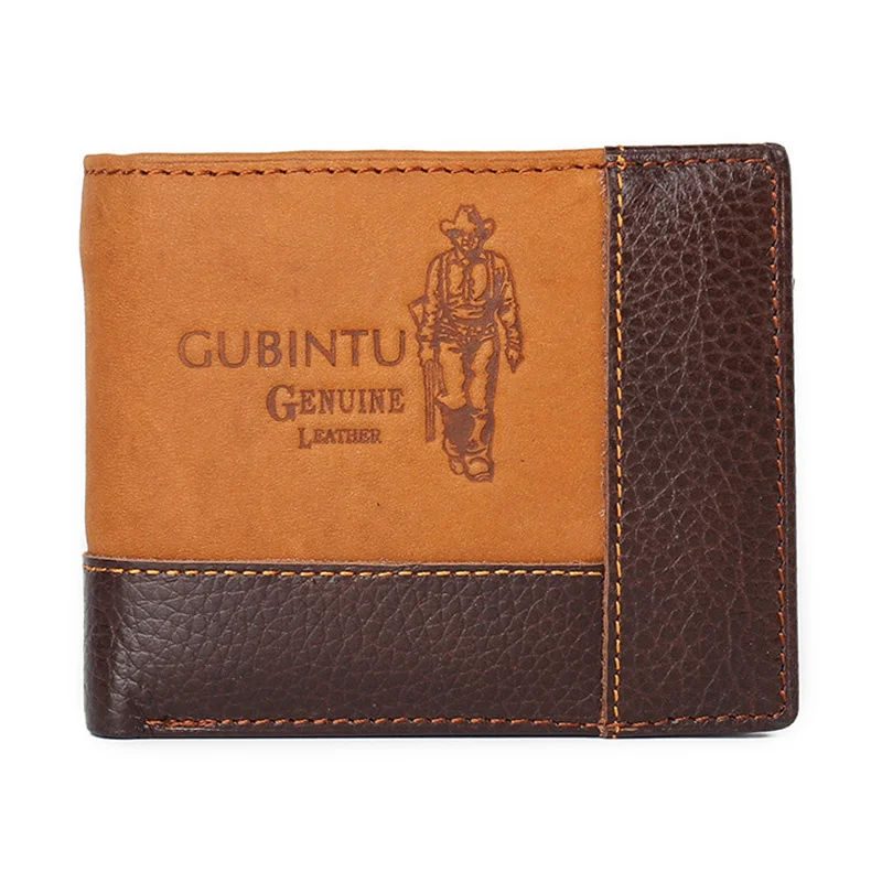 100% Cow Genuine Leather Wallet Men Luxury High Quality Purses Stylish Splicing Zipper Card Holder Coin Short Money Bag