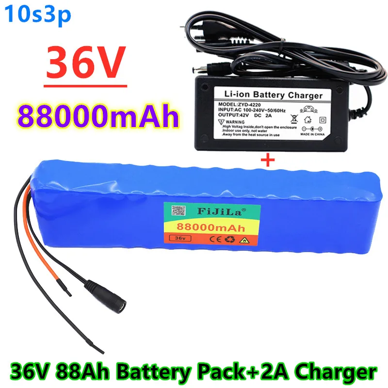 

36V 88Ah Batterie ebike batterie pack 10S 3P 18650 Li-Ion Batterie 500W High Power und Kapazität 42VMotorrad Rollermit ladegerät