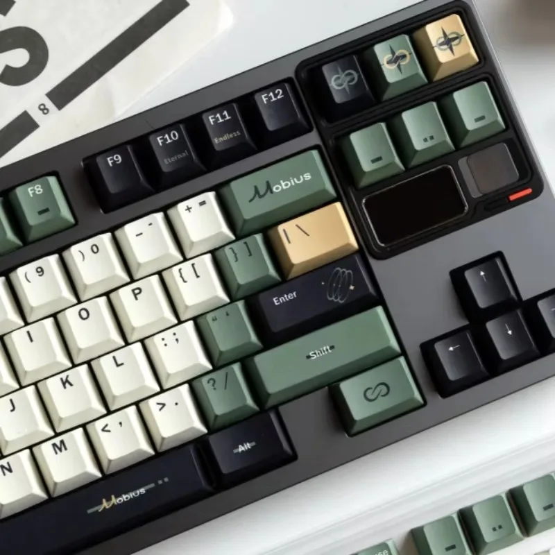 

Сублимационная клавиатура Mobius Theme PBT, черная, зеленая, винтажная клавиатура, новая оригинальная высота