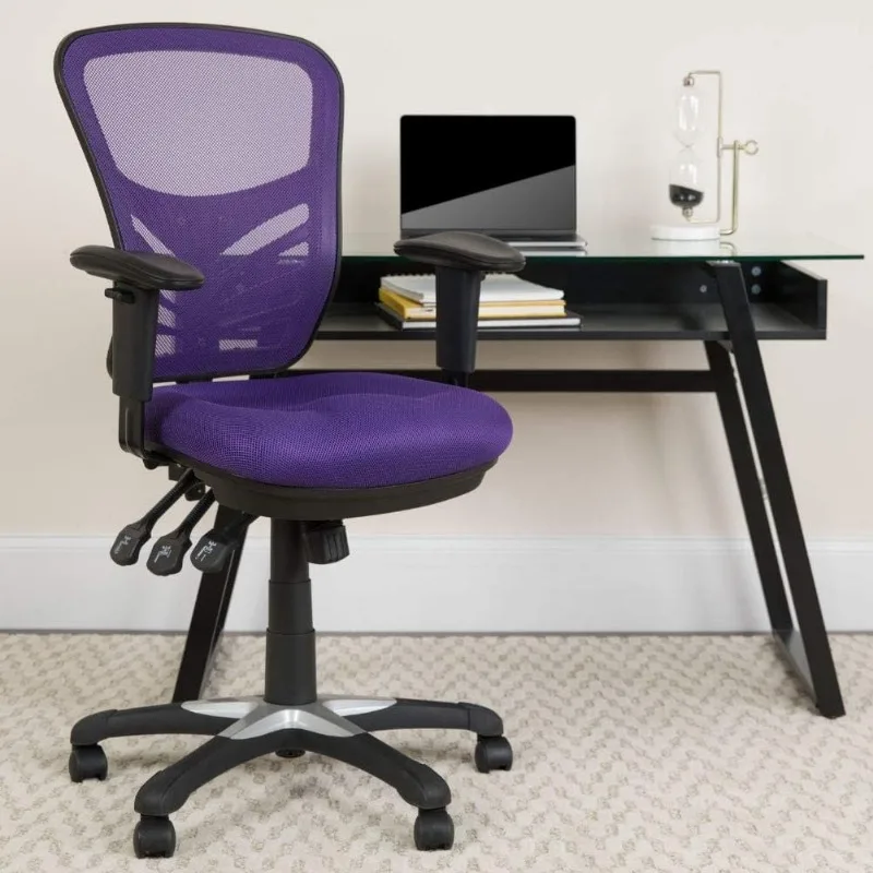 Nicholas Mid-Back Swivel Office and Gaming Chair, Ergonomic Mesh Office Chair with Adjustable Lumbar Support and Height, Purple