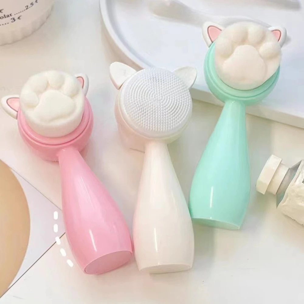 فرشاة تنظيف الوجه المحمولة، فرشاة سيليكون مع شعيرات ناعمة، فرشاة تنظيف رغوية، مجموعة مكياج كاملة مبتكرة لطيفة على شكل مخلب قطة #4