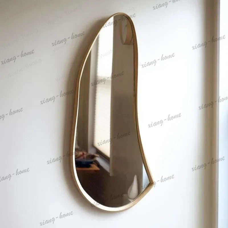 ld Nordic log color full-length mirror wall-mounted special-shaped irregular full-body living room entrance decorative mirror