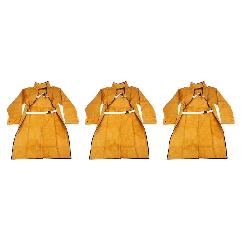 

3Pcs 120Cm Welding Apron Flame Retardant Long Sleeve Welder Protective Clothing Split Leather Fire-Resistant Promotion