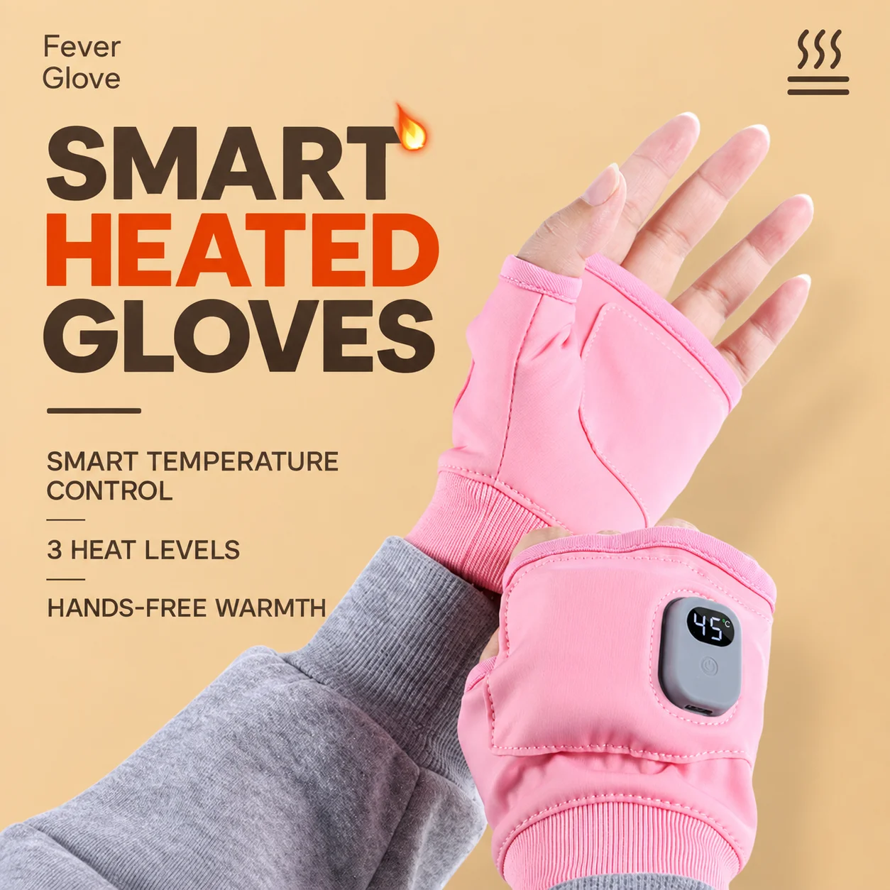 Rechargeable Heated Gloves Fingerless Electric Heating Gloves 3 Heat Levels 1800mAh Touchscreen Winter Gloves for Outdoor Work