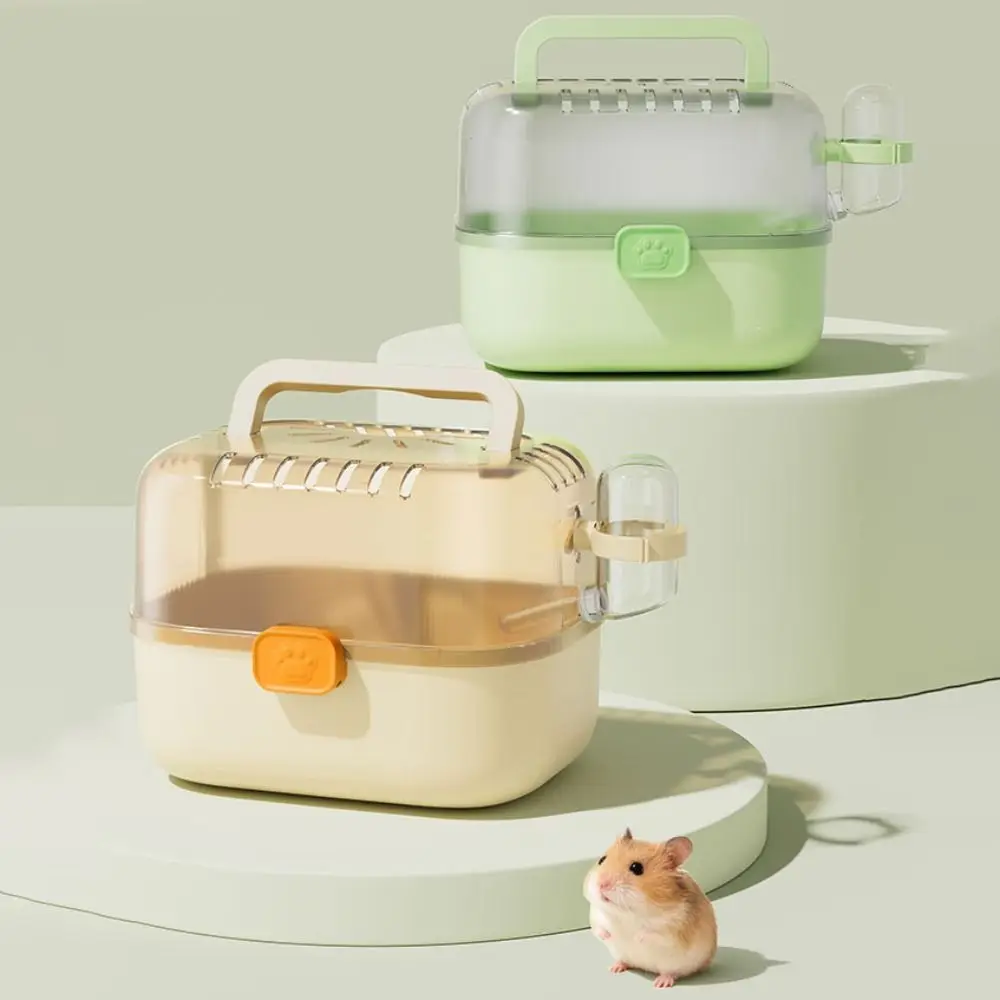 Escape-Proof Hamster Travel Carrier Secure Latches Large Space Small Pet Cage Ventilated Comfortable Guinea Pig Handheld Case