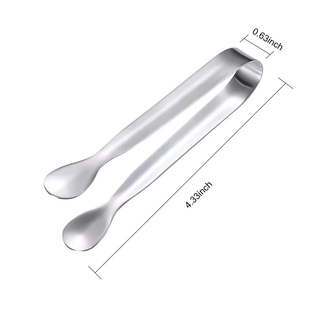 

6pcs Stainless for Kitchen Party Serving Stainless Steel Sugar Tongs Ice Sugar Cookie Foods Tongs Small Items Silver