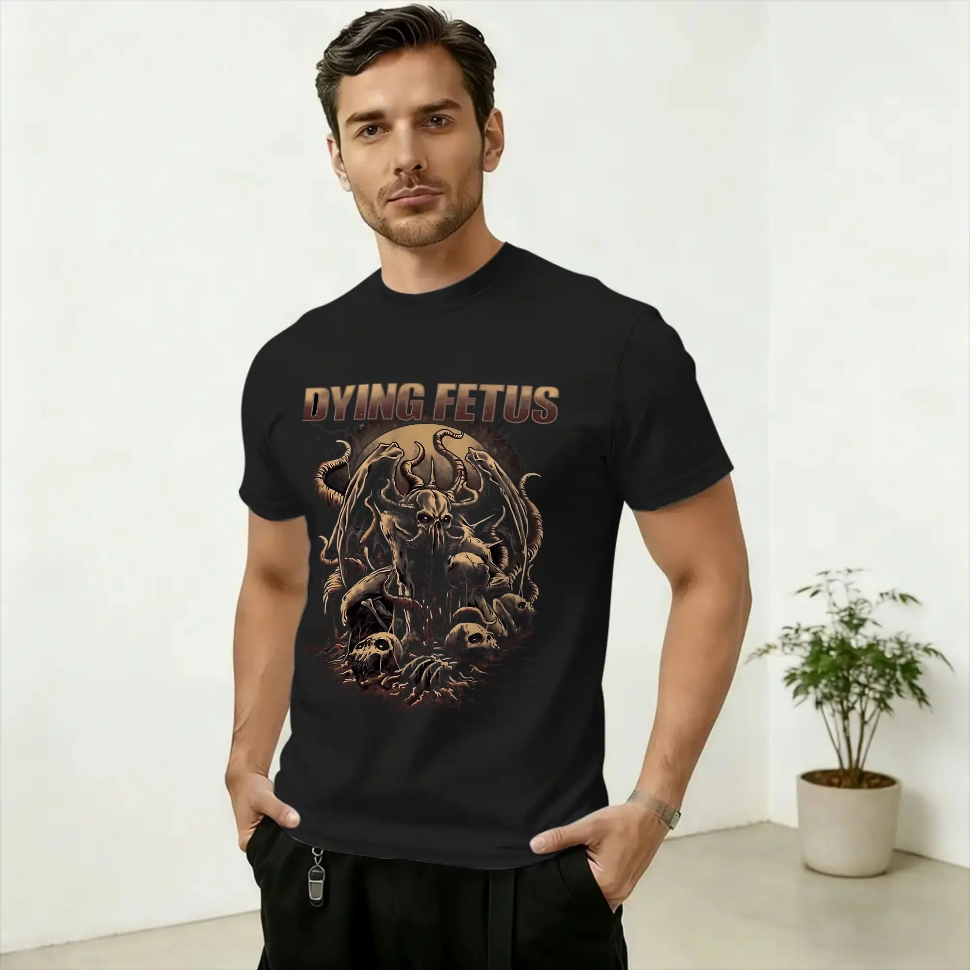 Men T-Shirt Dying Fetus Funny Pure Cotton Tees Short Sleeve  T Shirts O Neck Clothing Plus Size