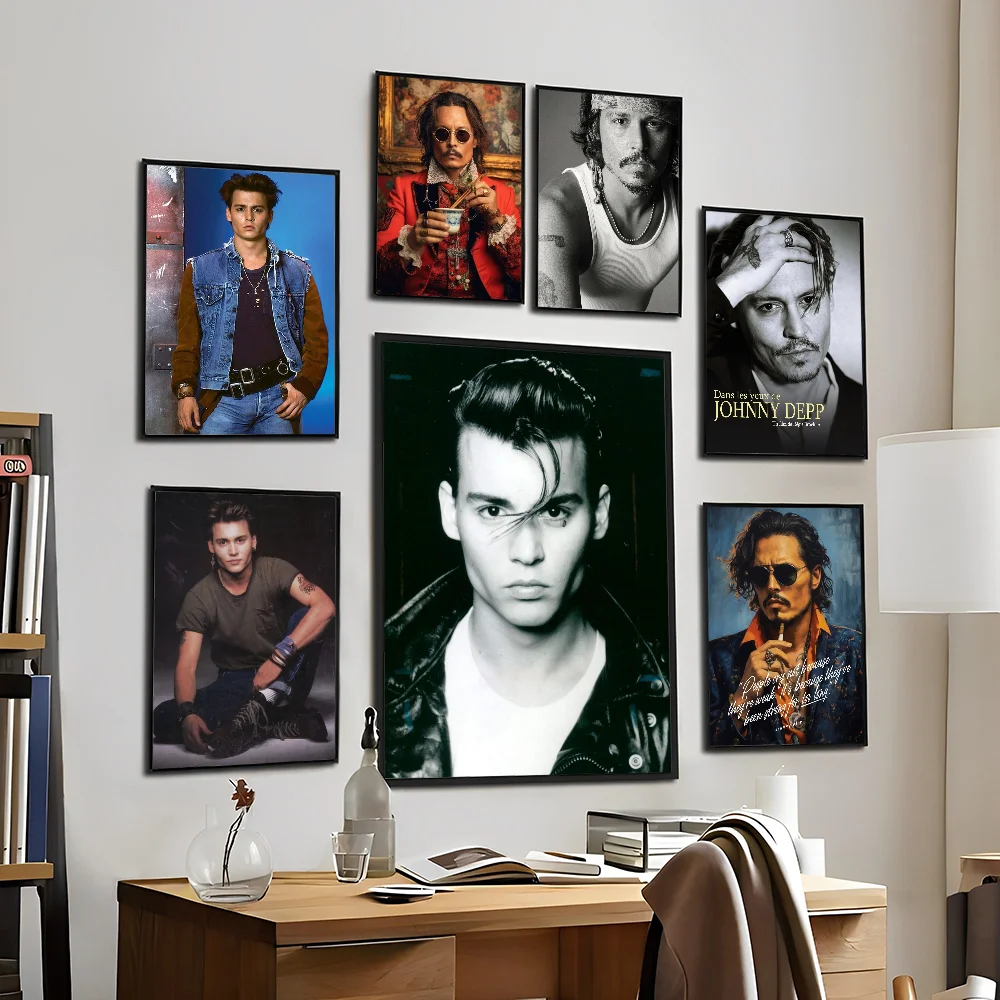 

Actor Johnny Depp Movie Sticky Posters Retro Kraft Paper Sticker DIY Room Bar Cafe Aesthetic Art Wall Painting