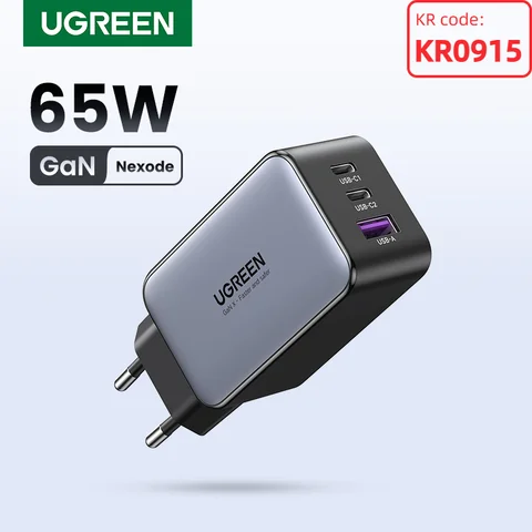 UGREEN 65W GaN зарядное устройство Quick Charge PD для iPhone и ноутбуков — изображение продукта