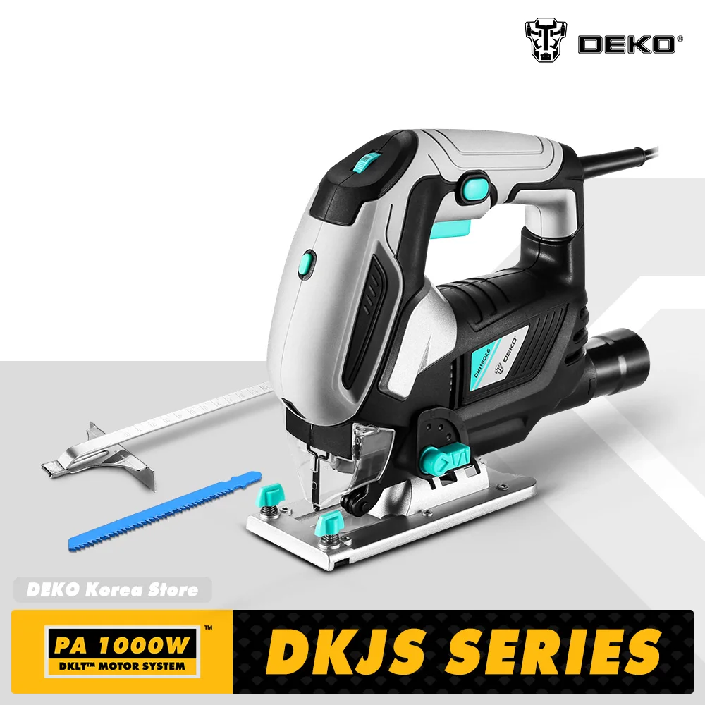 DEKO Jig Saw Variable Speed​Electric Saw with 1 Piece Blades, 2 Carbon Brushes, 1 Metal Ruler, 1 Allen Wrench Jigsaw Power Tool