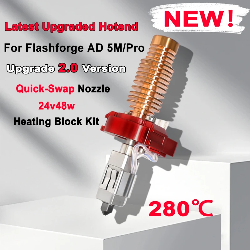 

Upgrade For Flashforge Adventurer 5M / 5M Pro Hotend AD5M Nozzle Replacable Caremic Hotend Faster Heating AD5M Pro Nozzle 280℃