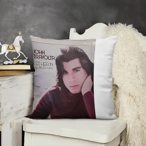 John Travolta, Travolta, Pic Slv, 45, 레코드, 초기, Let Her In Throw Pillow 크리스마스 커버 베개 커버 쿠션 베개